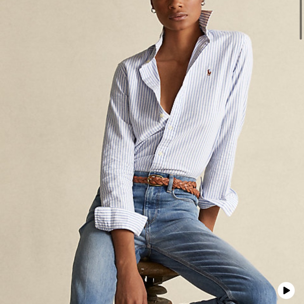 RALPH LAUREN CLASSIC OXFORD WOMENS BUTTON UP